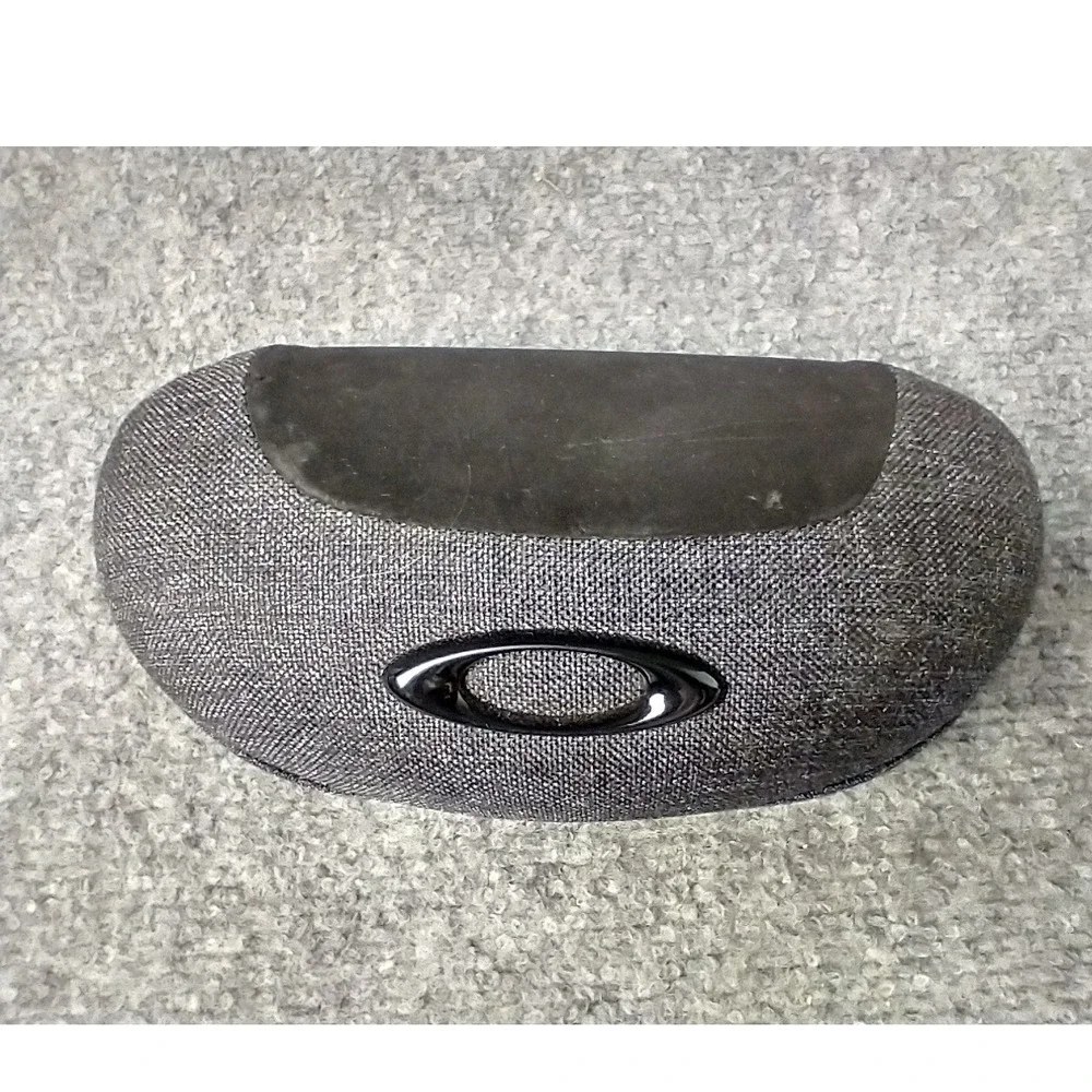 Oakley Sunglasses Hard Case Charcoal Grey Woven Fabric Ellipse Logo Storage